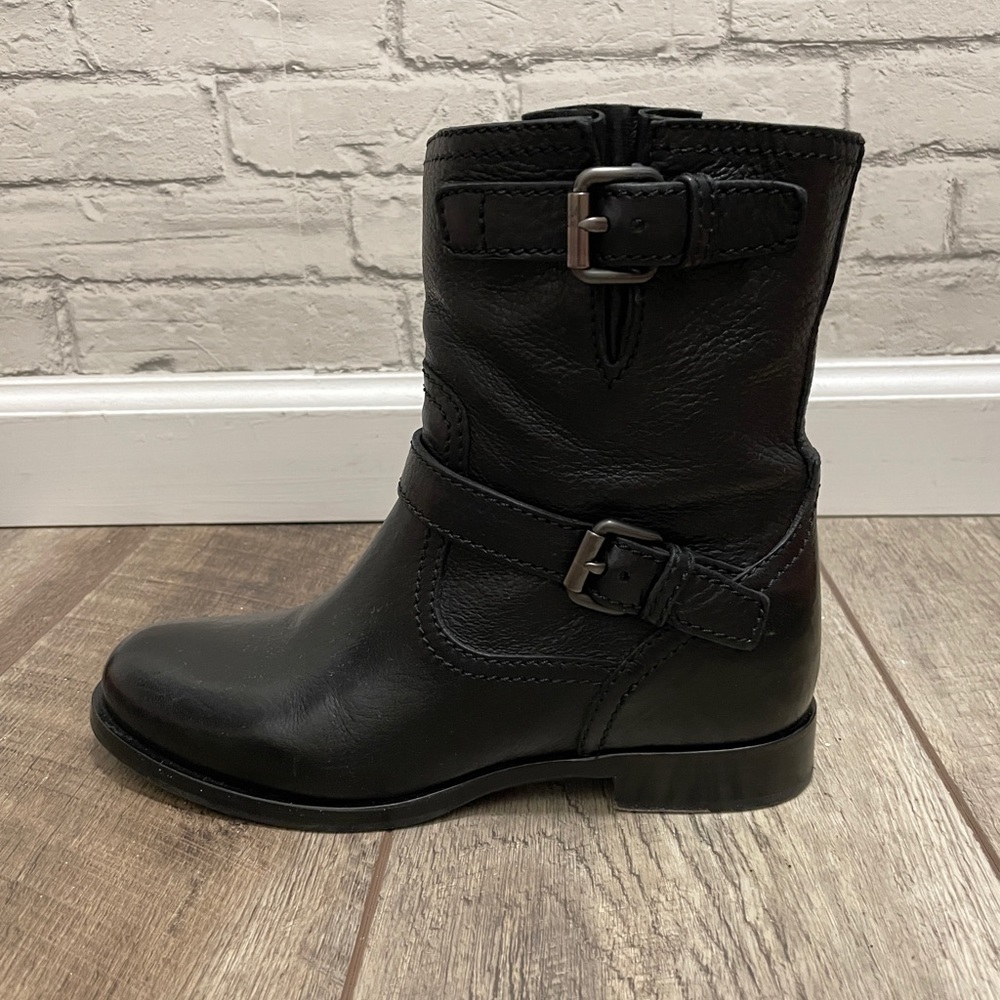 PRADA Double-Buckle Moto Boots, Black - US 7 / 37